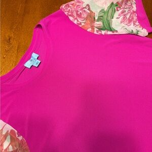 CeCe Fuchsia Large Top with Floral Puff Sleeves